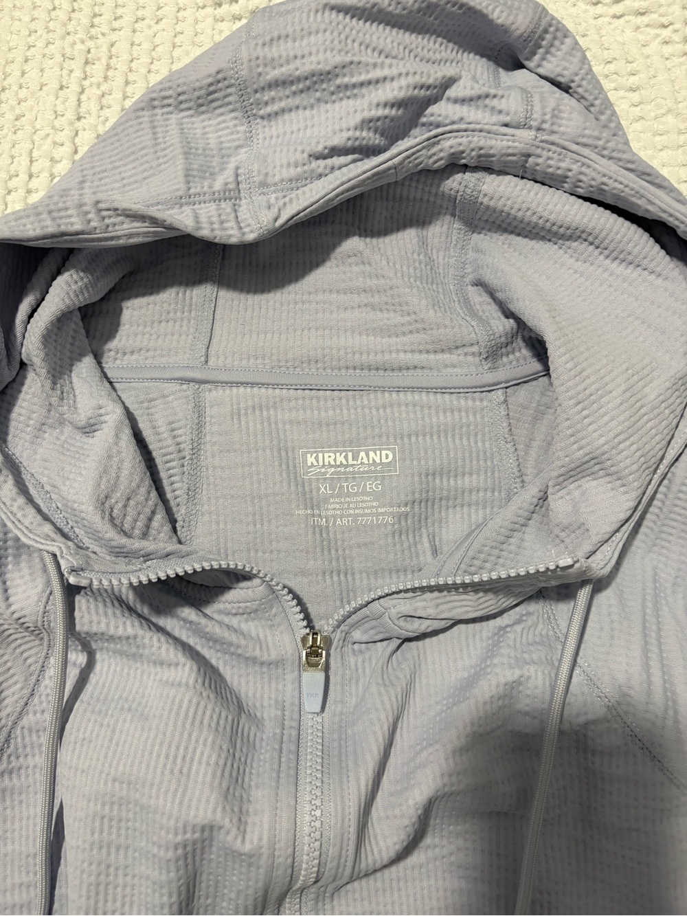 Kirkland Signature Pale Blue Hooded Zip-Up Jacket - Picture 2 of 4
